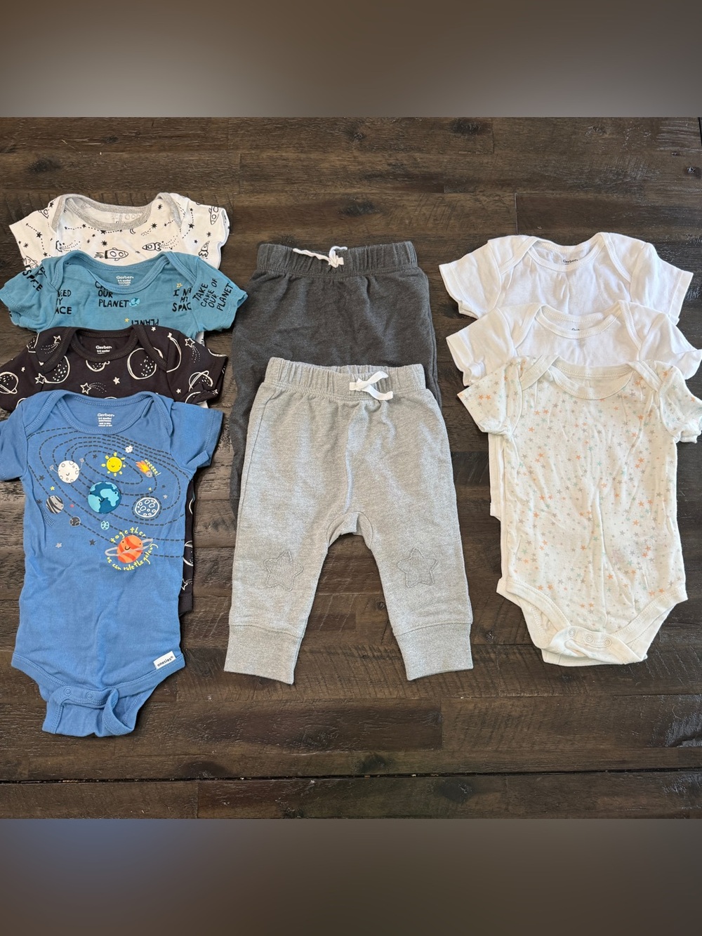 6-9m Baby Boy Space Theme Onesies and Pants Set | Gerber Cat & Jack René Rofé